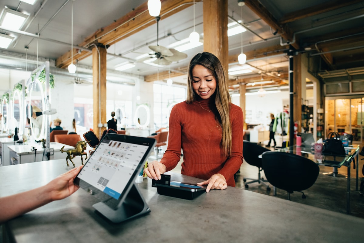 A business owner at the counter